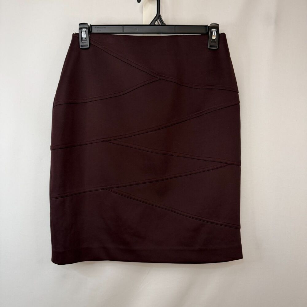 Size M Alfani Pencil Skirt Seamed Panel Stretch Burgundy Career Work